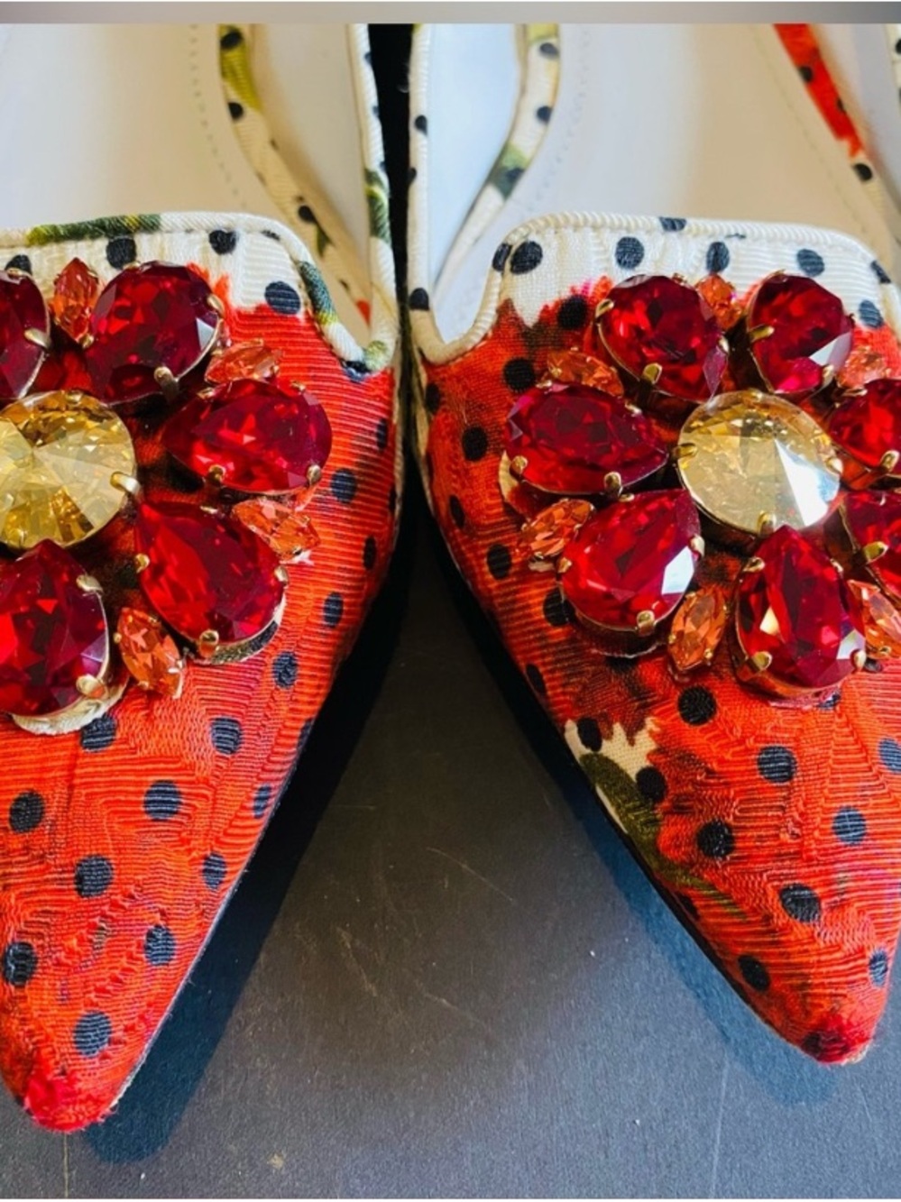 Authentic Dolce & Gabbana Taormina Crystal Embellished Flats Size 38/US 8 - Picture 3 of 15